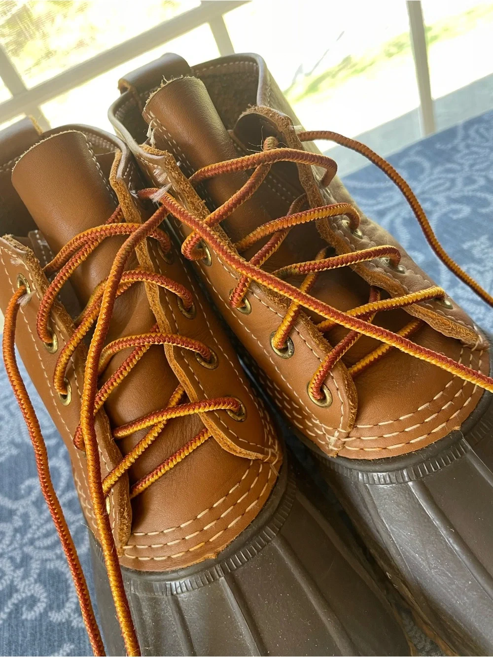 L.L. Bean Brown Leather and Dark Brown Rubber Lace-Up Duck Boots